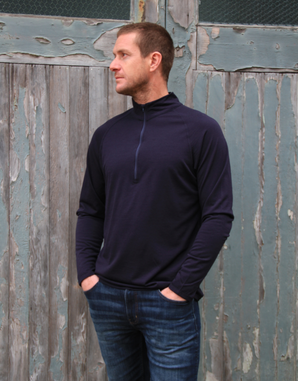 Men's merino 1/1 zip top